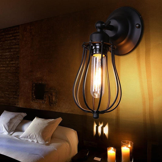 Industrielle Tropfenkäfig-Wandlampe