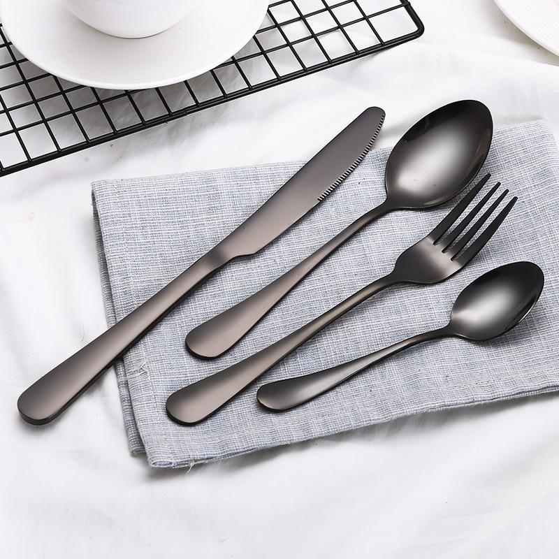 Mattes Schwarzes Besteckset